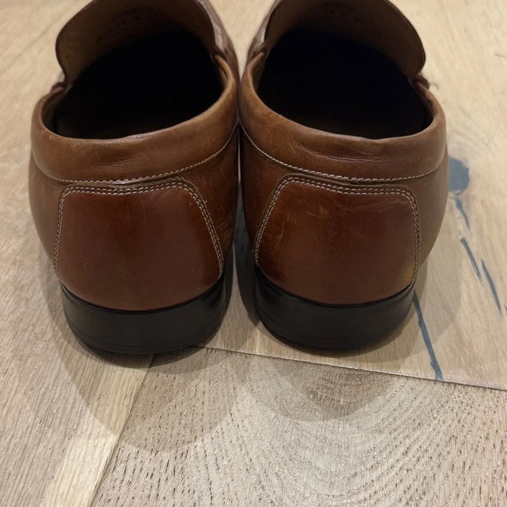 Johnston & Murphy Tan Woven Leather Slip-On Loafers